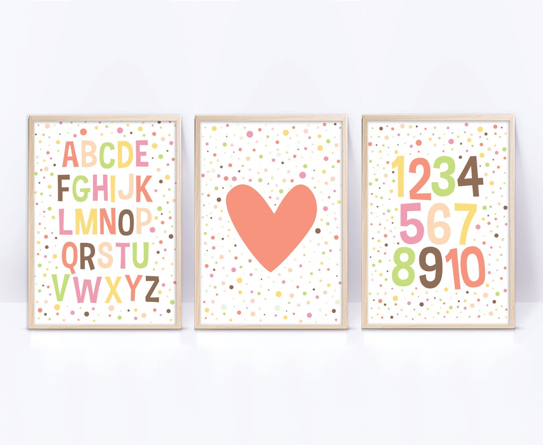 Girls Room Printable Wall Art, Kids Educational Prints for Playroom ...