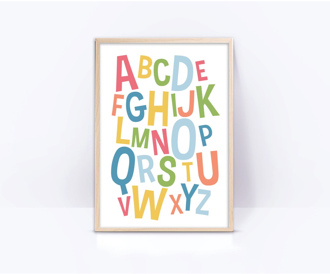 Alphabet Wall Art Playroom Printable, Neutral Gender Digital Abc Poster ...