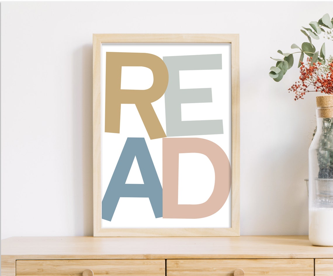 Play and Read Printable Wall Art Set, 2 Playroom Signs, Neutral Digital ...
