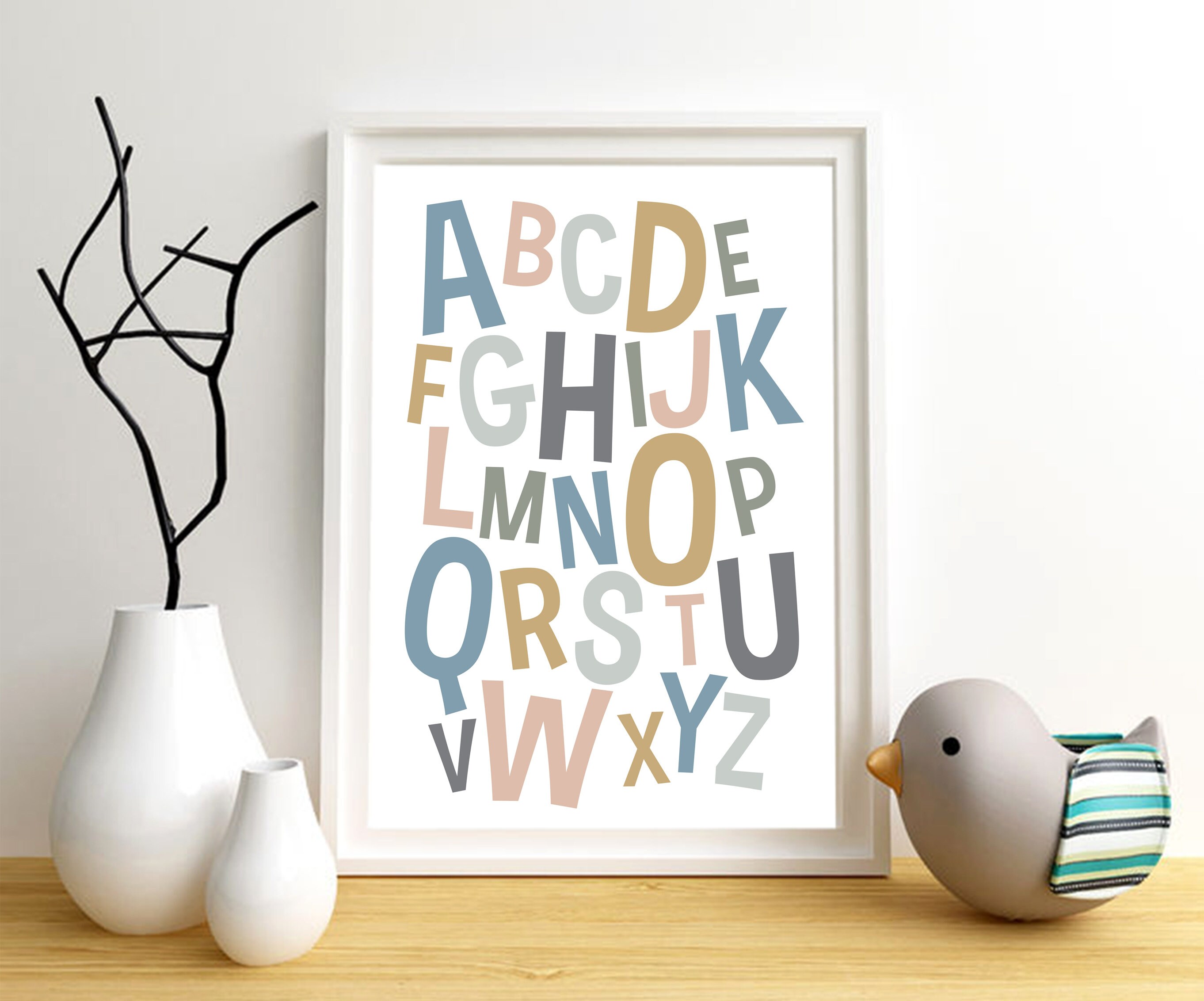 Printable Wall Art, Set of 6 Playroom Kids Posters, Alphabet and ...