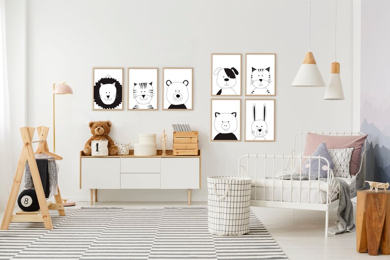 LION Nursery room art Black and white printable wall decor Etsy