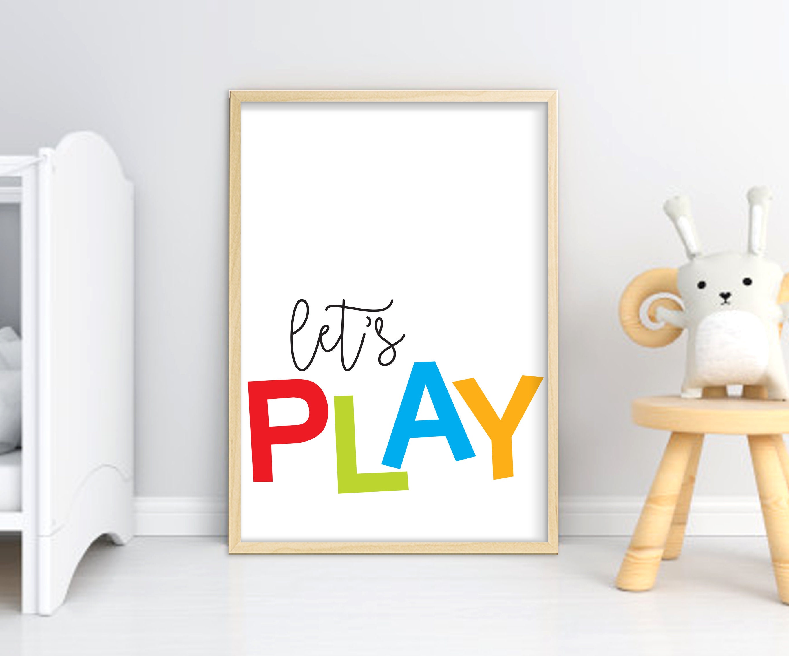 Set of Three Playroom Prints Printable Wall Art Lets Play | Etsy