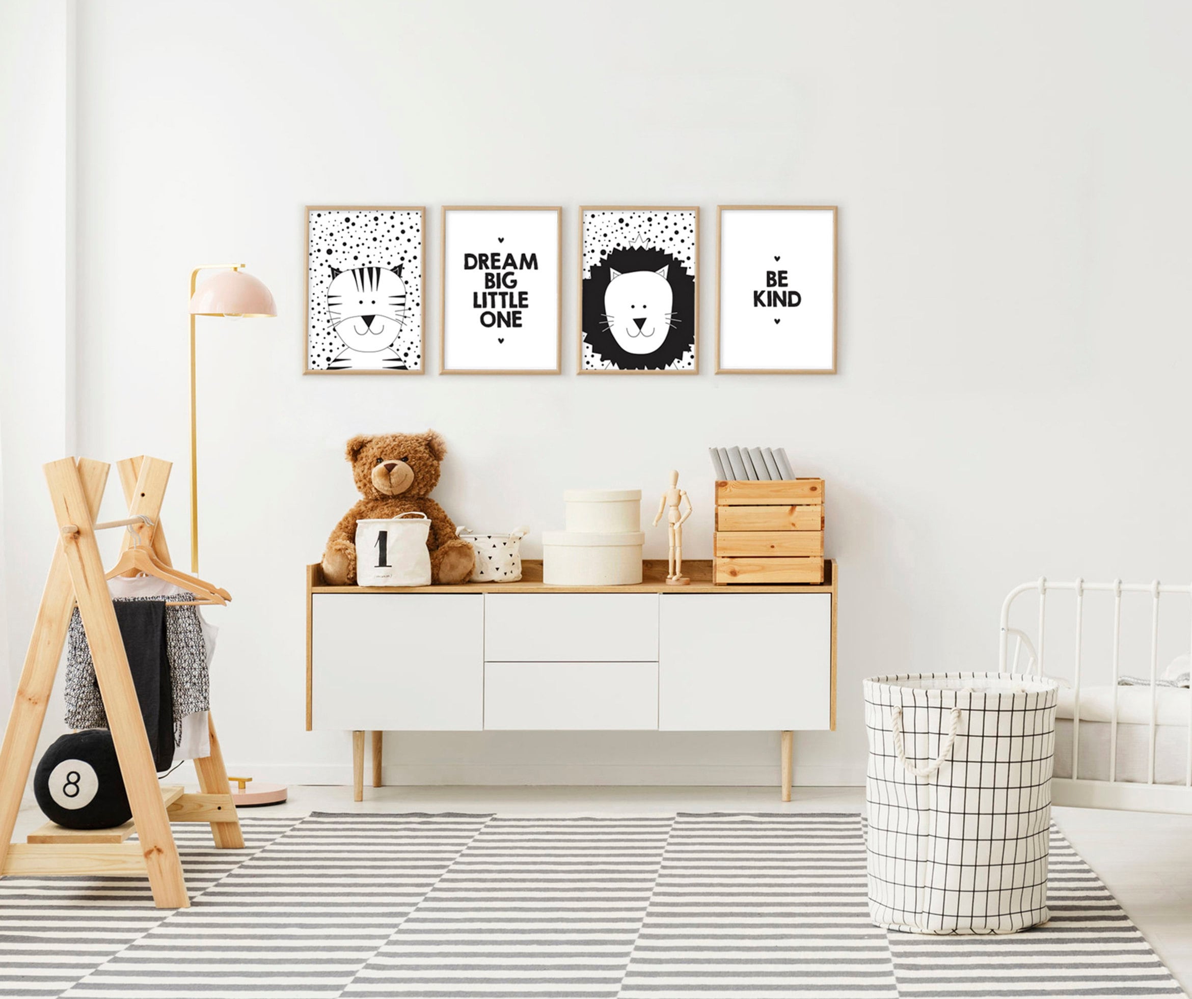 Set of 4 printable posters black and white nursery room | Etsy