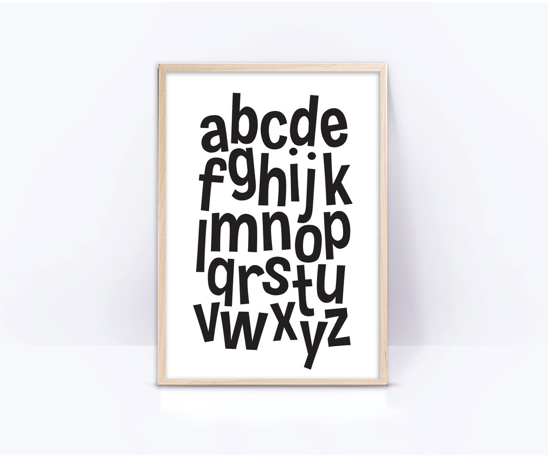 Printable Wall Art Black and White ABC Poster Alphabet - Etsy