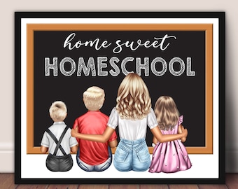Homeschool Digital Family Drawing // Homeschool Room Decor // Homeschool Quotes // Homeschool Wall Art
