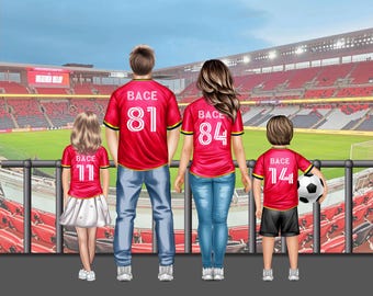 St. Louis City SC Family Portrait // 8x10 Customized Family Drawing from Behind // Soccer MLS Art Work //  Digital File