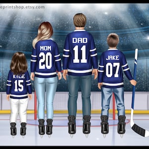 Hockey Familie Portrait // Individuelle Portraitzeichnung // Hockey Bild // Digitale Datei // Ahornblätter Eishockey