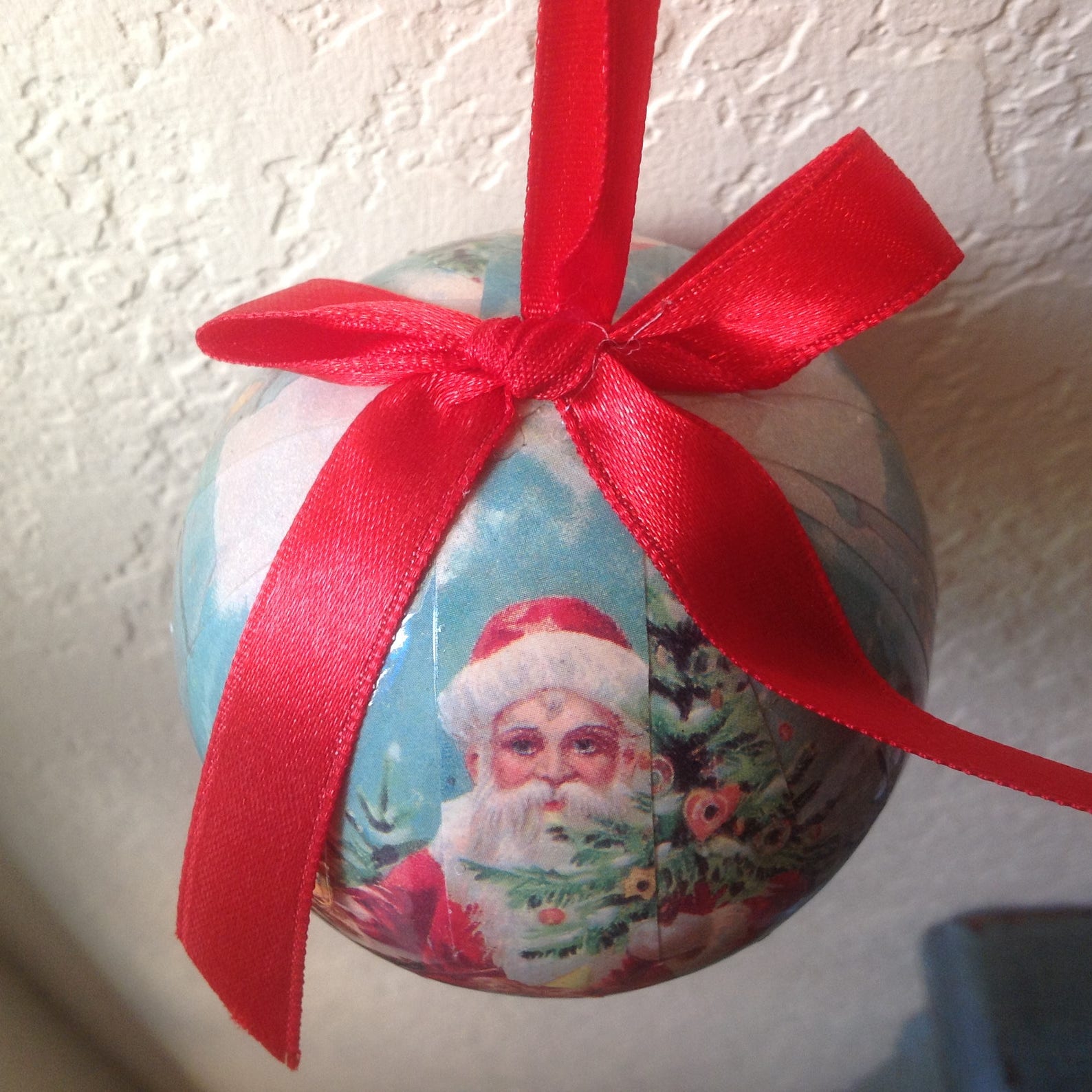 Vintage Paper Mache Christmas Ball Ornament / FREE SHIPPING / Etsy