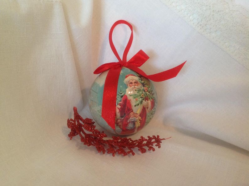 Vintage Paper Mache Christmas Ball Ornament / FREE SHIPPING / Etsy