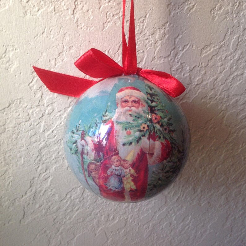 Vintage Paper Mache Christmas Ball Ornament / FREE SHIPPING / Etsy