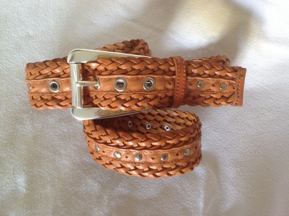 michael kors woven leather belt