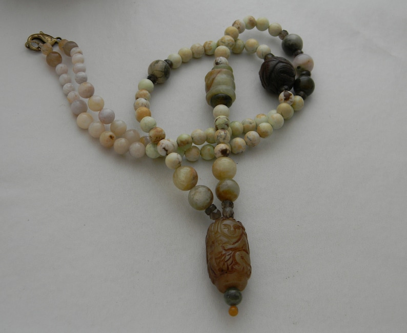 beaded jewelry long bead necklace 4 women Jade pendant w lemon chrysoprase beads /& charms necklace chrysoprase jewelry jade jewelry
