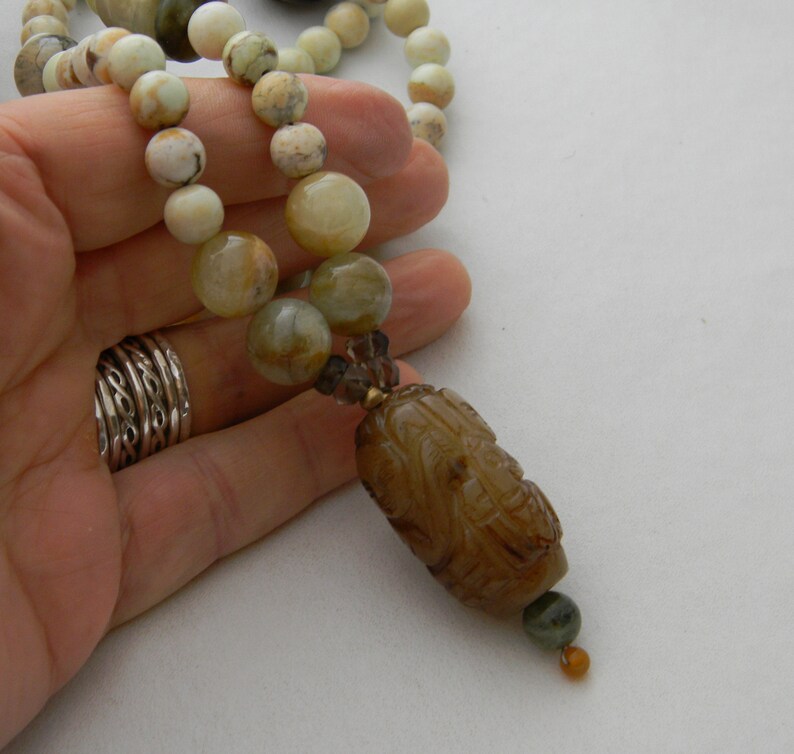 beaded jewelry long bead necklace 4 women Jade pendant w lemon chrysoprase beads /& charms necklace chrysoprase jewelry jade jewelry