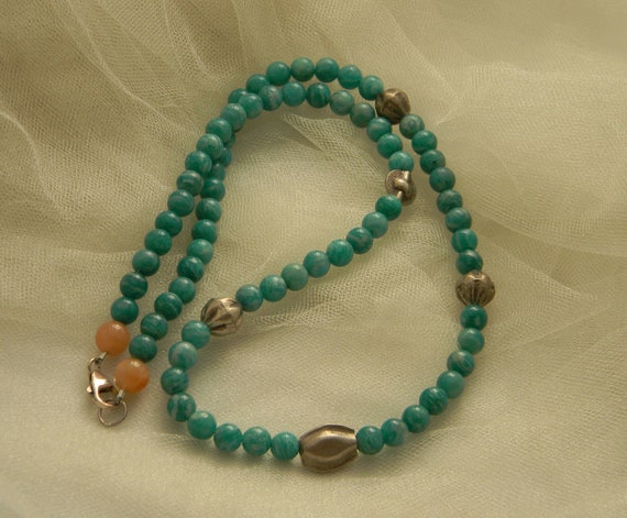 Amazonite Beads Necklace W Thai Silver Beads Beaded Jewelry Etsy Amazonite Beads Necklace W Thai Silver Beads Beaded Jewelry Etsy