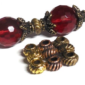 46pcs* 6mm Corrugated Rondelle Beads 6x4mm Antique Copper/Antique Bronze/Gold Metal Plated Spacer LARGE Hole 2.5mm Diy Jewelry Making Supp