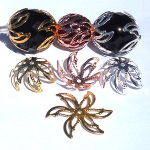 18mm Bead Caps ROSE, SILVER or GOLD Plated Filigree Flower Beadcap Flexible Fit 12mm Or 25mm Stamping Lead Free Diy Jewelry Supply 30pcs image 4