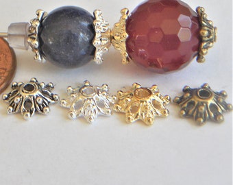 8mm* Bead Caps 8pt Star Flower Beadcaps Silver/Gold/Bronze/Rose/Platinum/Antique FITS 10mm+* No Pb/Ni Diy Beading Supply (*READ DESCRIPTION)