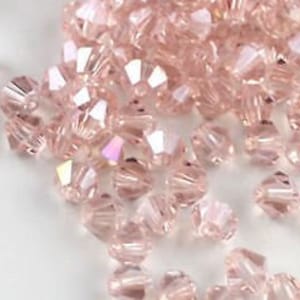 6mm Pink AB* Crystal Beads BICONES Light Rose Aurora Borealis* Rainbow* (*Or Luster) Chinese Lt ROSE Ab* Diy Jewelry Making Supply 50pcs**