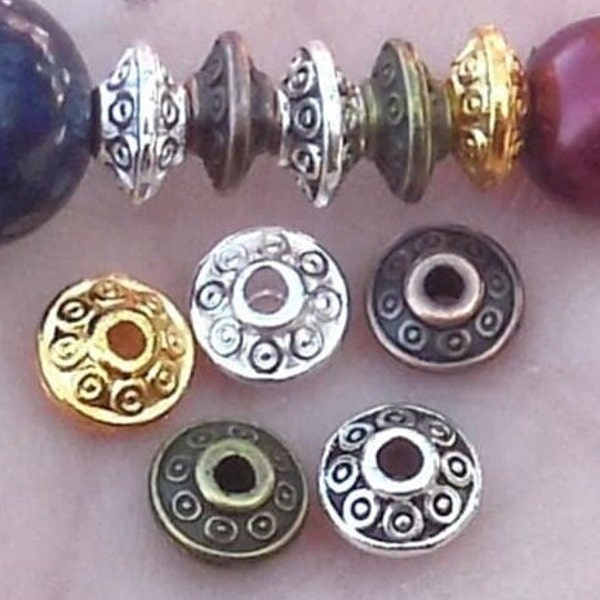 6mm Spacer Beads 3x6mm Rondelle Metal Plated Saucer Gold, Silver, Copper, Bronze 6x3mm UFO BRIGHT or Antique Diy Jewelry Making Supply 60+*