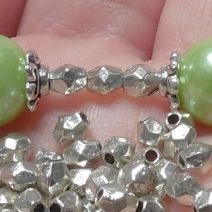 200+/- 4mm Antique Silver Spacer Beads 4x3mm MIRROR Faceted OVAL Metal Color Plated Lead Free Nickel FREE Diy Jewelry Making Tools Supply