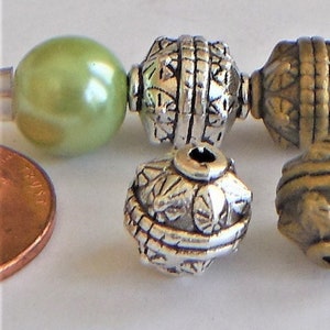 10mm Antique Silver Beads Round Metal Spacers Tibetan Style Barrel 10x9mm Large Hole: 1.8mm Lead/Nickel Free Diy Jewelry Making Supply 15+**