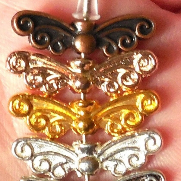 Wing Beads Angel Charm Rose,Silver,Antique Copper,Gold Dragonfly, Butterfly, Fairy Pendant Lead/Ni Free Metal Diy Jewelry Making Supply 20+*