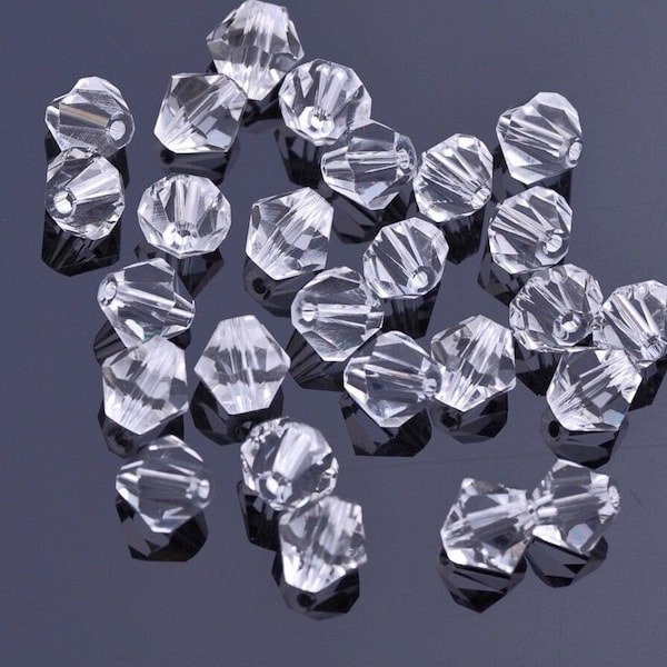 6mm Crystal Bicone Beads CLEAR NON-AB White Transparent Faceted Glass Chinese Diy Jewelry Making Beading Supplies 100*