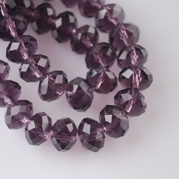 72pcs*  10mm Purple Crystal Beads 8x10mm Deep TANZANITE Rondelle 10x8mm DARK Violet Faceted Glass Chinese Diy Jewelry Making Supply