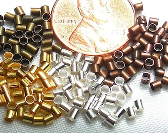 2x2mm* Crimp Tubes Gold/Silver/Copper/Bronze Plated BRASS 2mm* Crimp Beads Nickel/Lead FREE DIY Jewelry Making Findings Supply Choose Amount