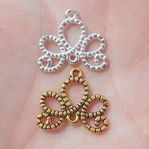 Filigree 3-to-1 Connector Charms SILVER/GOLD Multi Hole Chandelier Component Earring Findings Lead/Ni FREE Diy Jewelry Making Supply 22+pcs*