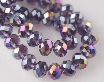 50 beads purple faceted washer 4x3 mm crystal