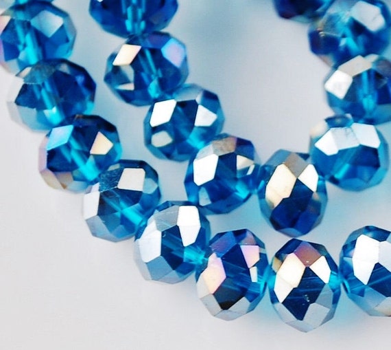 36pcs 10mm Blue Crystals Beads 8x10mm Dark TEAL AB Rondelles Etsy