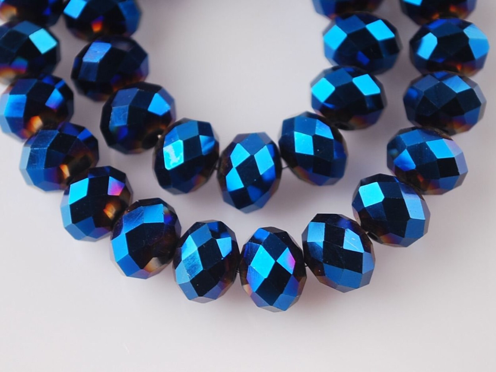 72/ 10mm DARK Blue Crystals Beads 10x8mm METALLIC Rondelles Etsy