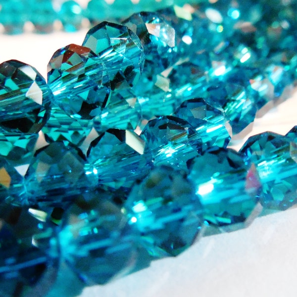 100+/- 6mm Blue Crystals Beads 4x6mm TEAL Crystal Rondelles Similar to 6x4mm Indicolite Chinese Diy Jewelry Making Beading Supplies TB