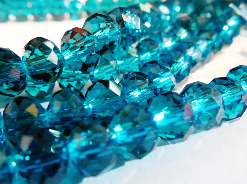 100/ 6mm Blue Crystals Beads 4x6mm TEAL Crystal Rondelles Etsy