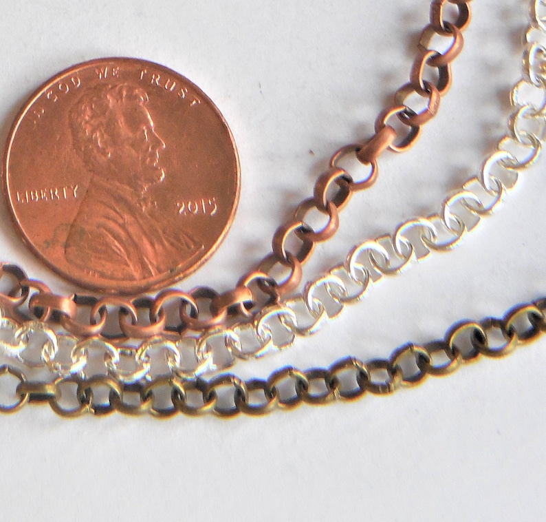 3m Rolo Chain 4mm* 19ga Silver,Bronze,Antique Copper 9.75ft 3.9mm-3.5mm BELCHER Lead FREE Nickel FREE Diy Jewelry Making Findings Supplie