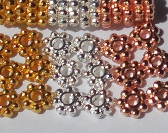 6mm Daisy Spacer Beads, Gold, Silver, Rose Plated Flower Rondelles Bulk Wholesale 19g+