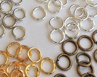 200+/-* 8mm 18ga Jump Rings Silver,Platinum,Bronze,Gold UNSOLDERED Jumprings OPEN HEAVY 6mm id 1mm Thick Plated Diy Jewelry Making Supplies