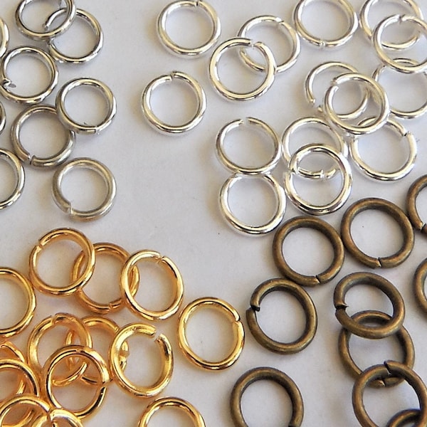 200+/-* 8mm 18ga Jump Rings Silver,Platinum,Bronze,Gold UNSOLDERED Jumprings OPEN HEAVY 6mm id 1mm Thick Plated Diy Jewelry Making Supplies