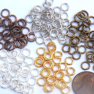 100 Non Tarnish Silver Plate or Gold Colored Jump Rings 20 Gauge