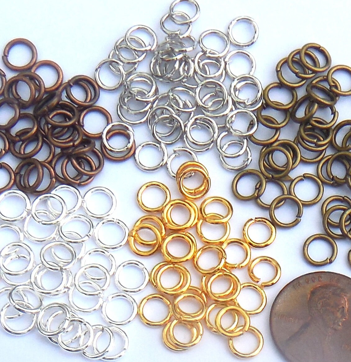 300pcs* 6mm 18ga Jump Rings Silver/Gold/Bronze/Copper/Platinum*** Plated OPEN Heavy Gauge 6mm OD 4mm ID 1mm Thick Diy Jewelry Making Supply