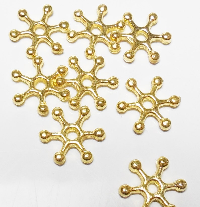 50pcs 12mm Gold Spacer Beads Daisy SNOWFLAKE HEISHI Flower Rondelle HOLE:1.8mm Plated Nickel/Lead Free Diy Jewelry Making Beading Supply image 2