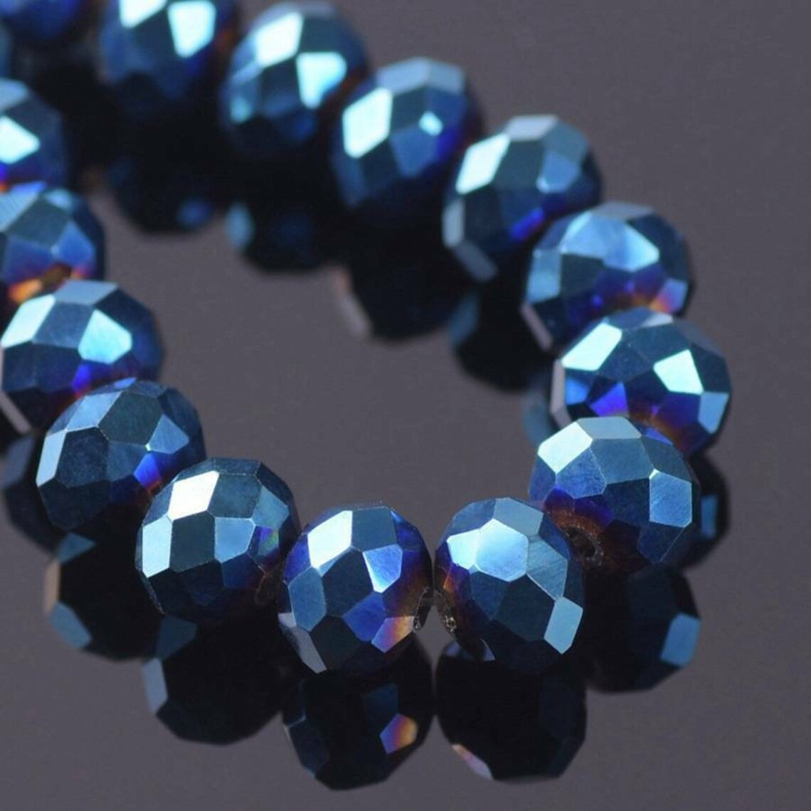 72/ 10mm DARK Blue Crystals Beads 10x8mm METALLIC Rondelles Etsy