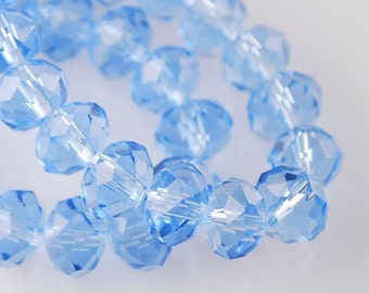 100pc** 6mm Lt Blue Crystal Beads 4x6mm Light Baby Faceted Glass Rondelles CHINESE Version of 6x4mm Lt SAPPHIRE Diy Jewelry Making Supply