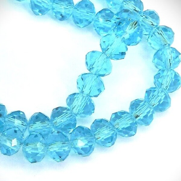 100pcs** 6mm Turquoise Crystal Beads 4x6mm LIGHT Aqua SKY Blue Rondelles CHINESE Version of 6x4mm Lt Turquoise Diy Jewelry Making Supply A1