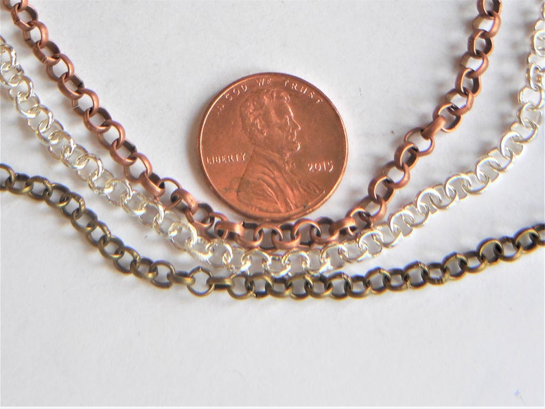 3m Rolo Chain 4mm* 19ga Silver,Bronze,Antique Copper 9.75ft 3.9mm-3.5mm BELCHER Lead FREE Nickel FREE Diy Jewelry Making Findings Supplie