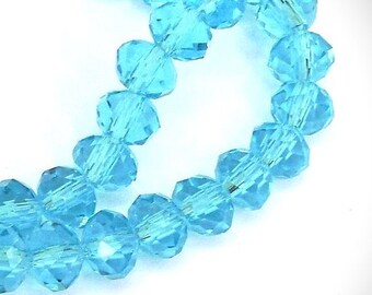 8mm LIGHT Blue Crystal Rondelles 6x8mm AQUA Sky Faceted Glass Beads Like 8x6mm Lt Turquoise Chinese DIY Jewelry Making Beading Supply 72**