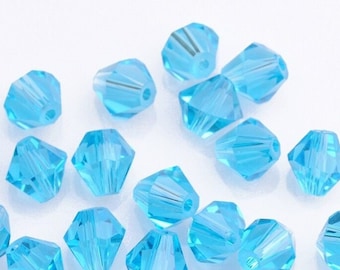 225+/- 4mm Turquoise Crystal Beads BICONE LIGHT AQUA Blue Transparent Chinese Version of Lt Turquoise Diy Jewelry Making Supply (4A1)