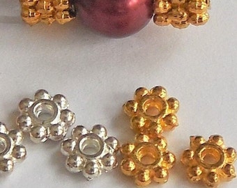 5mm Daisy Spacer Beads GOLD or SILVER Heishi Flower 5x2mm Rondelles BRIGHT Metal Plated Lead/Nickel Free Diy Jewelry Making Supply 150+pc**
