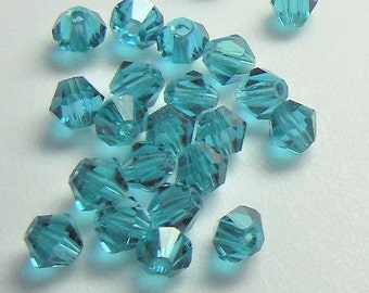 225+/- 4mm PEACOCK Blue Crystals Beads BICONES Teal Chinese Version of Indicolite or Zircon Diy Jewelry Making Supplies TB
